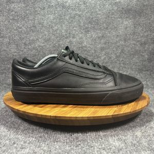 Vans Old Skool Leather Mono Black Mens Shoes Size 8.5 Womens Size 10 Sneakers